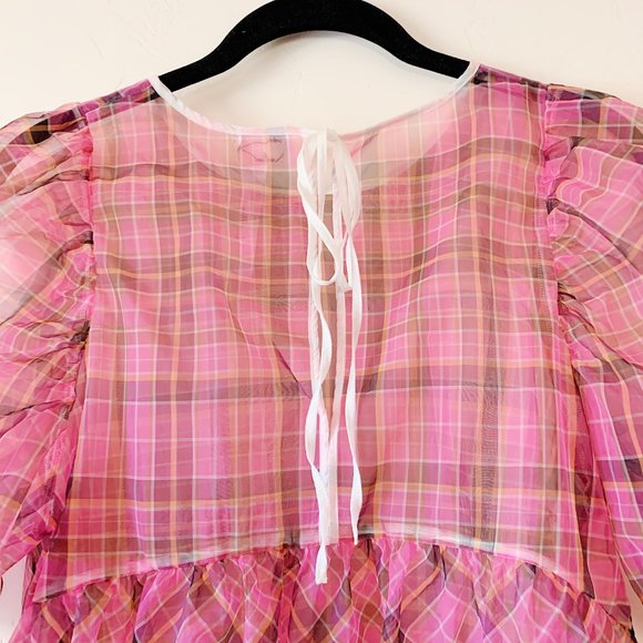 NWT aritizia plaid babydoll blouse, small - Picture 9 of 11